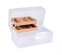 Prym Organizer Box XL 10l Salbei, transparente Aufbewahrungsbox mit Einsatz, Sortierbox für Nähzubehör, Bastelmaterial, Werkzeug und Kleinteile, stapelbar