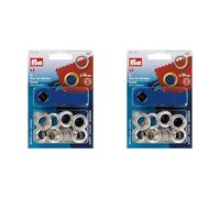 Prym PRYM_541383 Ösen mit Scheiben, Messing, Silber, 14 mm (Packung mit 2)