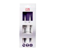 PRYM Rundstricknadel, ergonomisches Design/Nadeln, Kunststoff, Mehrfarbig, 7 mm, 80 cm, Alabasterweiß