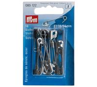 Prym 085122 Sicherheitsnadeln, 27/38/50mm, sortiert, silberfarbig/schwarz, 18 Stück, Stahl