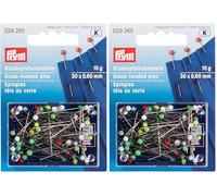 Prym-Stecknadeln + Glaskopfstecknadeln + 30 mm x 0,6, Bunt (Packung mit 2)