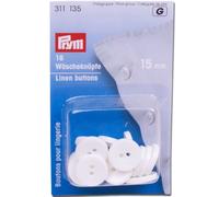 PRYM Wäscheknöpfe, 15mm, weiß, Kunststoff, Bekleidungsverschlüsse, Knöpfe
