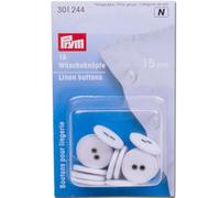 PRYM Wäscheknöpfe "Leinen", 15mm, weiß, Baumwolle/Metall, Bekleidungsverschlüsse, Knöpfe