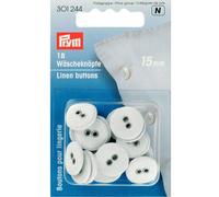 PRYM Wäscheknöpfe "Leinen", 15mm, weiß, Baumwolle/Metall, Bekleidungsverschlüsse, Knöpfe