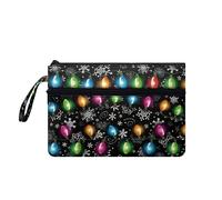 Psaytomey Damen-Handtasche mit Handgelenk, Clutch, Geldbörse mit tragbarem Seil, Münzgeldbörse, Kleingeldbörse für Damen, Bunte Glühbirne, M-10.6 x 7in, Retro