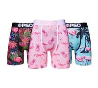 PSD Herren-Boxershorts - tropisch, Standard-Länge, Packung & Singles, weiche und atmungsaktive Boxershorts für Herren, Flamingo Dschungel, 3er-Pack, XX-Large
