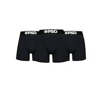 PSD | Schwarze Herren-Boxershorts aus Baumwolle (3er-Pack) | Mittelhoher Bund | Mikronetz-Einsatz | 4-Wege-Stretch | 12,7 cm Innenbeinlänge (DE/NL/SE/PL, Alphanumerisch, XL)