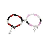 Psdndeww 2 Stück Halloween Herz Magnet Perlenarmband Für Paare Männer Und Frauen Spinnen Anhänger Passender Charme Elastisches Seil Schmuck Perlenarmbänder