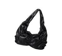 [Psdndeww] Damen Moderne Falten Handtasche Weich PU Leder Schultertasche Geräumig, Schwarz