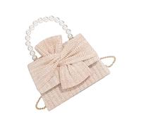 [Psdndeww] Dekorative Schultertasche mit Kunstperlen, großes Fassungsvermögen, Strohstoff, für den täglichen Gebrauch, organisiert, trendiges Frühlingszubehör, geräumig, beige