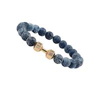 Psdndeww] Tragbares Herren-Armband mit natürlichem Lavastein und Hantel Dekoration für aktiven Lebensstil