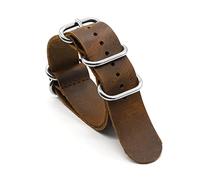PSKOO Vintage Leder NATO Uhrenarmband 18mm 20mm 22mm 24mm Handgemachter Ersatz Zulu-Armband Kompatibel mit Herrenuhrenzubehör (Color : Coffee, Size : 22mm)