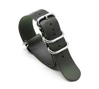 PSKOO Vintage Leder NATO Uhrenarmband 18mm 20mm 22mm 24mm Handgemachter Ersatz Zulu-Armband Kompatibel mit Herrenuhrenzubehör (Color : Green, Size : 24mm)