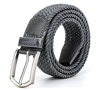 PSNKLMM 3, cm X 110 130 Männer Elastische Geflochtene Gürtel Casual Frauen Leinwand Alle Spiel Pin Schnalle Weiß Schwarz(3.3cmX130cm,Grey)