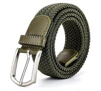 PSNKLMM 3, cm X 110 130 Männer Elastische Geflochtene Gürtel Casual Frauen Leinwand Alle Spiel Pin Schnalle Weiß Schwarz(3.3cmX130cm,Deep Green)