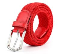 PSNKLMM 3, cm X 110 130 Männer Elastische Geflochtene Gürtel Casual Frauen Leinwand Alle Spiel Pin Schnalle Weiß Schwarz(3.3cmX110cm,Red)