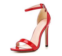 PSNKLMM Kristall Sexy Frauen Kleid Sandalen Mode Spike High Heel Lady Party Schuhe Plus Große Größe(Red,42)