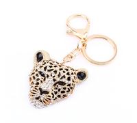 Pssopp Kristall Leopard Kopf Schlüsselbund, Schlüsselanhänger Ring, Charm Geldbörse Tasche Anhänger, Schlüsselbund Handtasche Dekoration, Kunsthandwerk