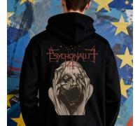Psychonaut4 Gothic Horror Graphic Pullover Hoodie Black Metal Band Tee with Red Accent design Heavy Metal Concert Pullover Hoodie for Men Men All-Seas
