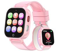 PTHTECHUS 4G Smartwatch Kinder GPS, Kinderuhr mit 4G Videoanruf Voice Chat Schulmodus Spiele Wecker Stoppuhr Schrittzähler, Telefon Uhr für Mädchen Jungen 4-12 Jahren Geschenk, Tiefrosa (Tiefrosa)