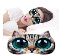 Ptrin Satin Schlafmaske,98% Lichtblockierende Schlafbrille mit Verstellbarem Band für Frauen & Herren & Kinder, Schlaf Augenmaske für Reise Gadget, Schwarz(Goldene Katze)