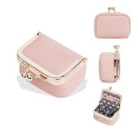 PU Leather Mini Jewelry Box Coin Purse for Women, Kiss Lock Jewelry Case Organizer Travel Ring Box Pouch (pink)