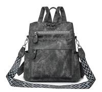 PU-Leder-Rucksack für Damen und Herren, leichter Laptop-Rucksack, 30,5 x 15,2 x 30,5 cm, wasserabweisender Tagesrucksack, Schwarz, Large, Einfach