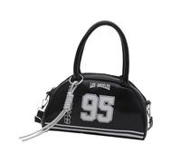 PU Leder Umhängetasche für Damen, handliche Bowling Taschen, Schultertasche mit verstellbarem Riemen für Arbeit und Alltag, Retro stilvolle Schultertasche für Damen, geräumig und Pendeln, PU, mit fürs
