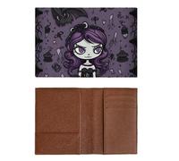 PU-Schutzhülle für Kreditkarten, Damen, Herren, Violett, Schwarz, Gothic, gruselig, wasserdicht, Reisebrieftasche, stilvolle Reisepasshülle, schlankes Reisepassetui für Kartenhalter, Reisezubehör,