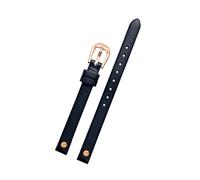 Puasny 8 mm Echtleder-Uhrenarmband für Damen - dünnes Ersatzarmband,Blau Roségold,8 mm