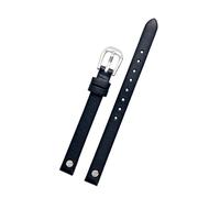 Puasny 8 mm Echtleder-Uhrenarmband für Damen - dünnes Ersatzarmband,Blau Silber,8 mm