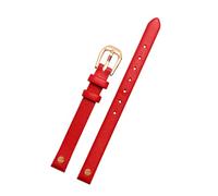 Puasny 8 mm Echtleder-Uhrenarmband für Damen - dünnes Ersatzarmband,Rot Roségold,8 mm