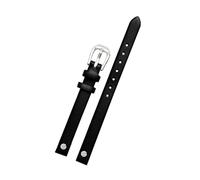 Puasny 8 mm Echtleder-Uhrenarmband für Damen - dünnes Ersatzarmband,Schwarz Silber,8 mm