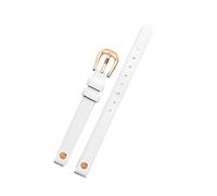 Puasny 8 mm Echtleder-Uhrenarmband für Damen - dünnes Ersatzarmband,Weiß Roségold,8 mm