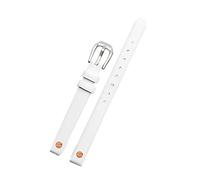 Puasny 8 mm Echtleder-Uhrenarmband für Damen - dünnes Ersatzarmband,Weiß Silber,8 mm