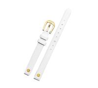 Puasny 8 mm Echtleder-Uhrenarmband für Damen - dünnes Ersatzarmband,Weißgold,8 mm