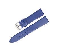 Puasny Dünnes Lederarmband für Uhren - Armband für Damen und Herren in 18 mm, 20 mm und 22 mm,Blau Silber,12 mm