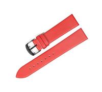 Puasny Dünnes Lederarmband für Uhren - Armband für Damen und Herren in 18 mm, 20 mm und 22 mm,Rot Schwarz,16 mm