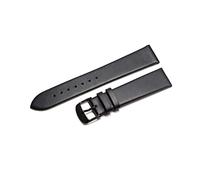 Puasny Dünnes Lederarmband für Uhren - Armband für Damen und Herren in 18 mm, 20 mm und 22 mm,Schwarz Schwarz,16 mm