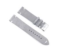 Puasny Herren-Uhrenarmband aus Wildleder im Vintage-Stil mit handgefertigten Nähten - Ersatz im Retro-Design in 18 mm, 20 mm, 22 mm und 24 mm,Grau-weißer Draht,24 mm