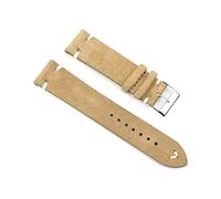 Puasny Herren-Uhrenarmband aus Wildleder im Vintage-Stil mit handgefertigten Nähten - Ersatz im Retro-Design in 18 mm, 20 mm, 22 mm und 24 mm,Beige-weißer Draht,20 mm