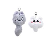 PUCAPOCO JJK Schlüsselanhänger Gojo Geto Plüsch Schlüsselanhänger Anime Jujutsu inspirierte Schlüsselanhänger für beste Freundin, Grau, Weiß, 15 cm / 18 cm