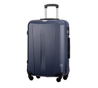 PUCCINI Koffer Paris Hartschalenkoffer Trolley Leicht Reisekoffer mit 4 Rollen S-M-L-XL (Dunkelblau, L)