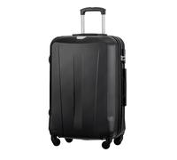 PUCCINI Koffer Paris Hartschalenkoffer Trolley Leicht Reisekoffer mit 4 Rollen S-M-L-XL (Schwarz, L)