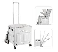 PUCHIKA Einkaufstrolley Treppensteiger klappbar, Einkaufswagen, Einkaufstrolley mit Deckel, Shopping Trolley faltbar, flachziehenbarTeleskop Griff, 8Gummiräder, 48L,Hellgrau