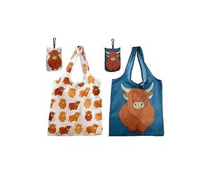 Puckator Handy Fold Up Highland Coo Cow Shopping Bag with Holder FBAG14