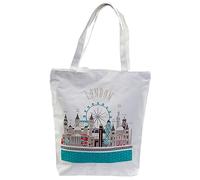 Puckator London Skyline Wiederverwendbare Baumwolltasche mit Reißverschluss - Canvas-Tragetasche - Baumwoll-Tragetaschen - Öko-Geschenke für Damen und Herren - Stoff-Einkaufstasche - Stofftasche -
