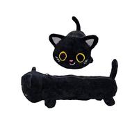 Puckator Lucky The Black Cat Plüsch-Federmäppchen - Schulausrüstung, großes Fassungsvermögen, adrettes Federmäppchen - Reißverschlusstasche - Büroutensilien - Federmäppchen niedlich - Federmäppchen