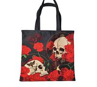 Puckator Shopper Tasche mit Reißverschluss - Schädel und Rosen, Design, Zeitgenössisch