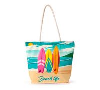 Puckator - Strandtasche aus Baumwolle - Surfbretter - Beach Life - Strandtasche, mehrfarbig, Böhmisch